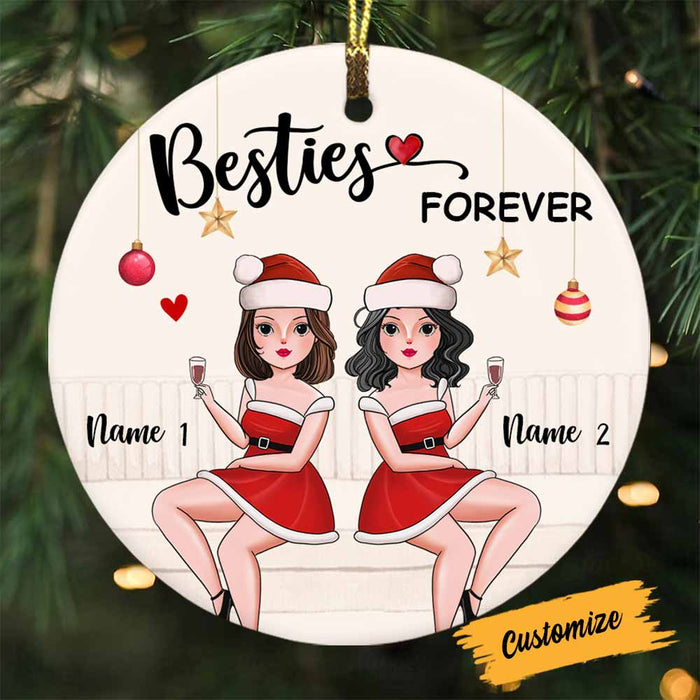 Personalized Friends Sisters Christmas Circle Ornament NB93 30O58 1