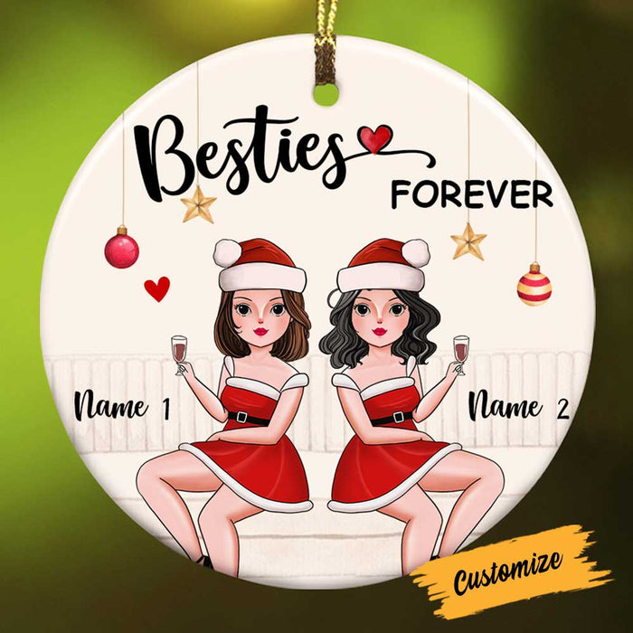 Personalized Friends Sisters Christmas Circle Ornament NB93 30O58 1