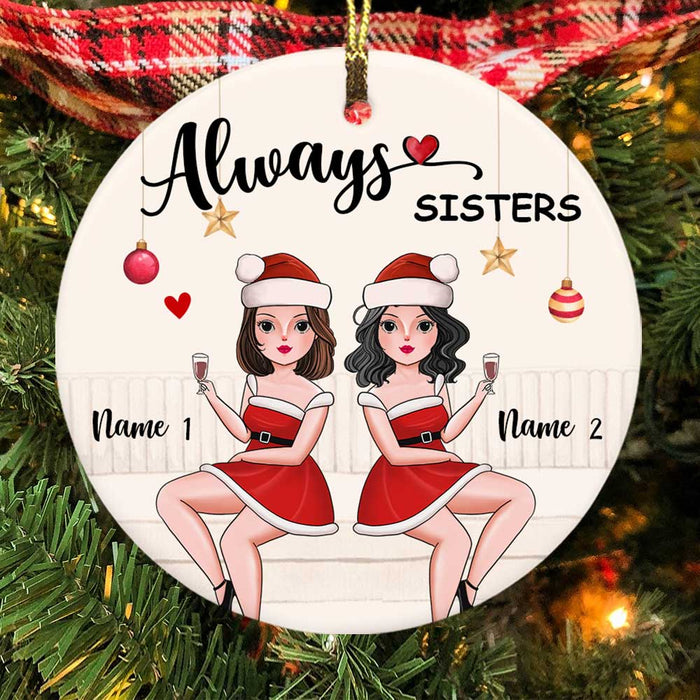 Personalized Friends Sisters Christmas Circle Ornament NB93 30O58 1