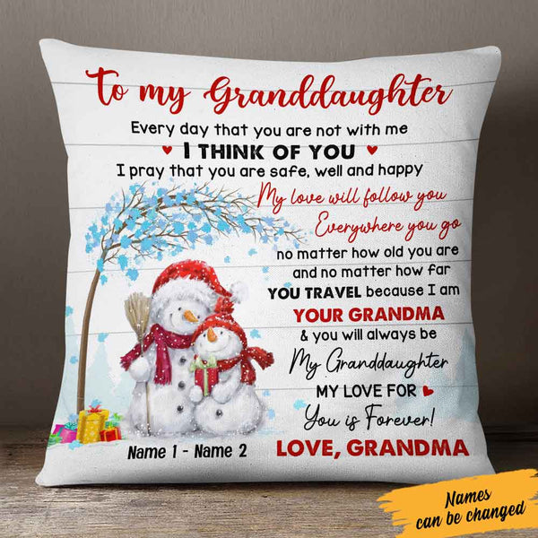 Personalized Snowman Granddaughter Christmas Pillow NB102 85O57 - Famvibe