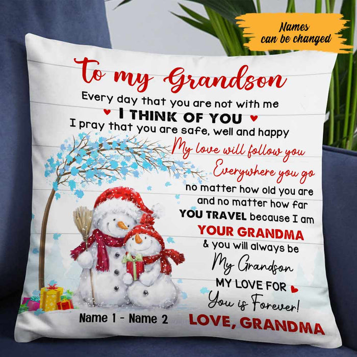 Personalized Snowman Granddaughter Christmas Pillow NB102 85O57 1