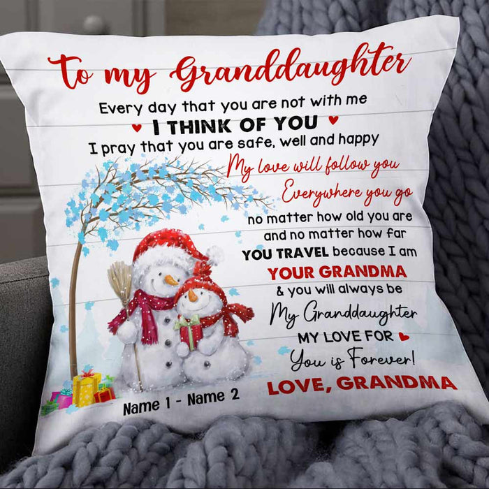 Personalized Snowman Granddaughter Christmas Pillow NB102 85O57 1