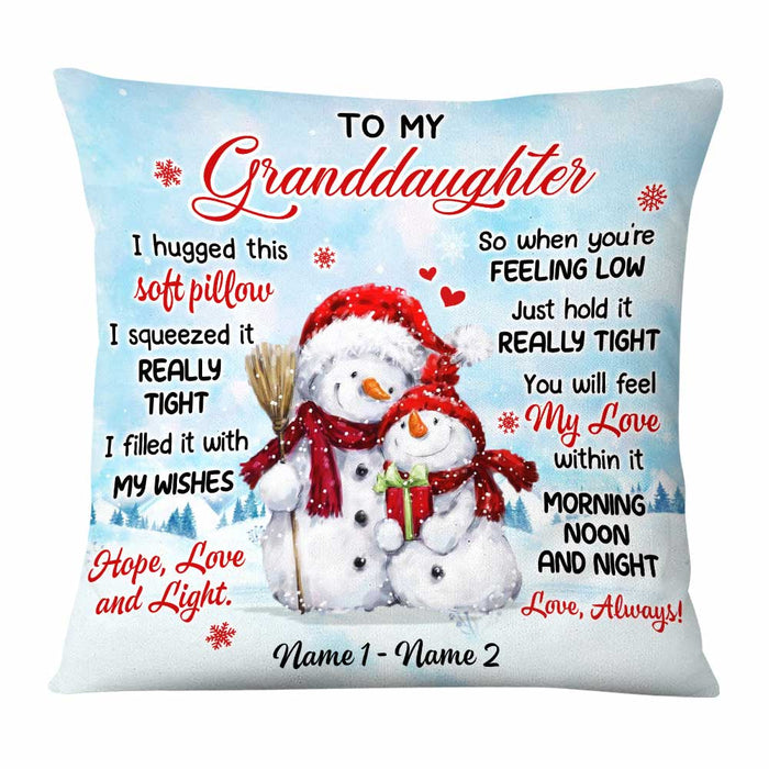 Personalized Snowman Granddaughter Christmas Pillow NB102 85O57 - Famvibe
