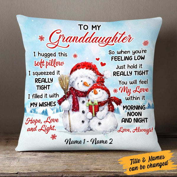 Personalized Snowman Granddaughter Christmas Pillow NB102 85O57 - Famvibe