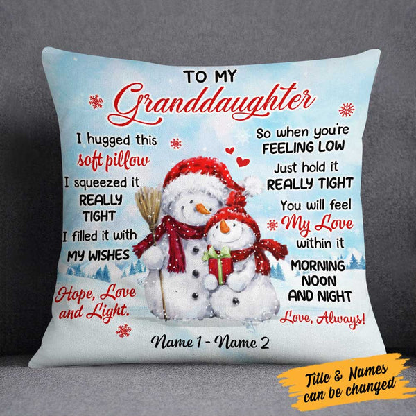 Personalized Snowman Granddaughter Christmas Pillow NB102 85O57 - Famvibe