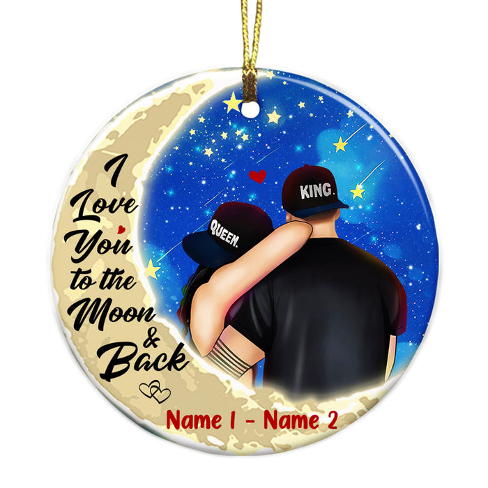 Personalized Couple To The Moon And Back Circle Ornament NB101 26O36 1