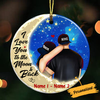 Personalized Couple To The Moon And Back Circle Ornament NB101 26O36 thumb 1