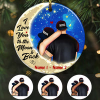 Personalized Couple To The Moon And Back Circle Ornament NB101 26O36 thumb 1