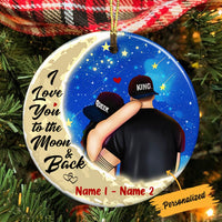 Personalized Couple To The Moon And Back Circle Ornament NB101 26O36 thumb 1