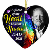 Personalized Memo Butterfly Mom Dad Grandma Grandpa Photo Heart Ornament NB101 81O47 thumb 1