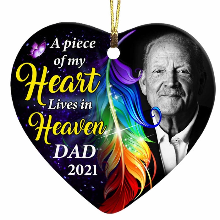 Personalized Memo Butterfly Mom Dad Grandma Grandpa Photo Heart Ornament NB101 81O47 1
