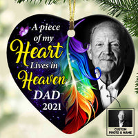 Personalized Memo Butterfly Mom Dad Grandma Grandpa Photo Heart Ornament NB101 81O47 thumb 1