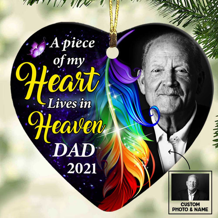Personalized Memo Butterfly Mom Dad Grandma Grandpa Photo Heart Ornament NB101 81O47 1
