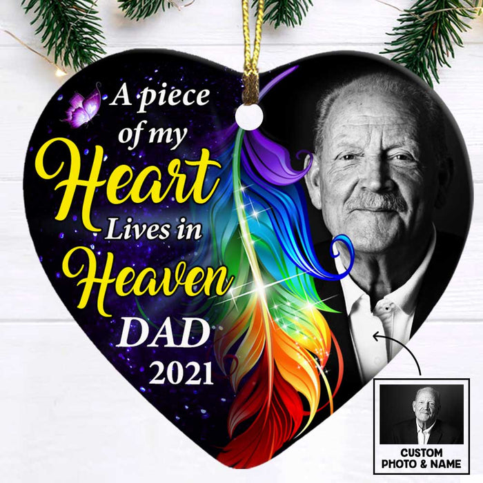 Personalized Memo Butterfly Mom Dad Grandma Grandpa Photo Heart Ornament NB101 81O47 1