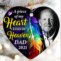 Personalized Memo Butterfly Mom Dad Grandma Grandpa Photo Heart Ornament NB101 81O47 thumb 1