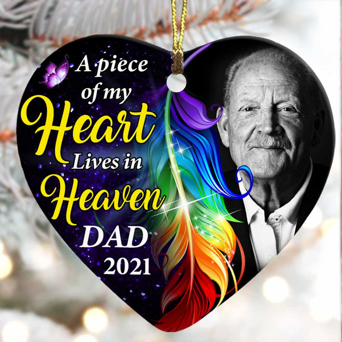 Personalized Memo Butterfly Mom Dad Grandma Grandpa Photo Heart Ornament NB101 81O47 1