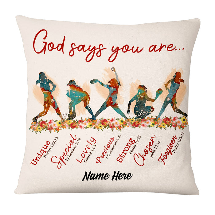Personalized God Says You Are Softball Pillow NB102 87O53 1