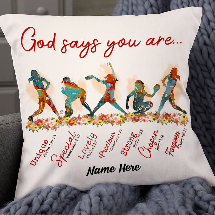 Personalized God Says You Are Softball Pillow NB102 87O53 1