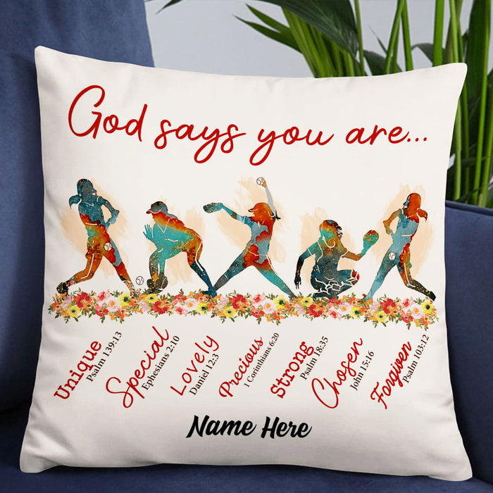 Personalized God Says You Are Softball Pillow NB102 87O53 1