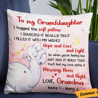 Personalized Hug This Granddaughter Elephant Birth Annoucement Pillow NB162 24O36 thumb 1