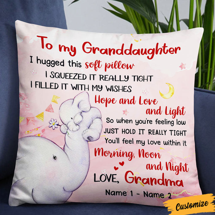 Personalized Hug This Granddaughter Elephant Birth Annoucement Pillow NB162 24O36 1