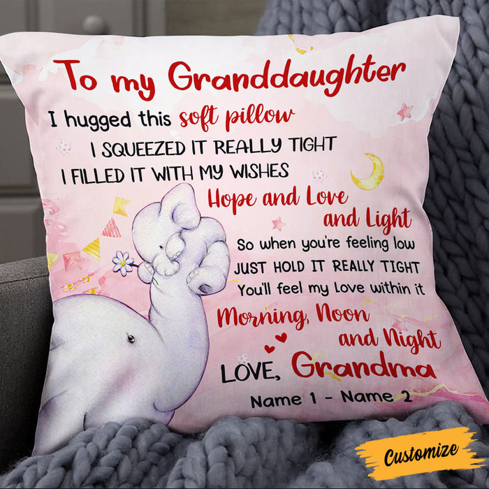 Personalized Hug This Granddaughter Elephant Birth Annoucement Pillow NB162 24O36 1