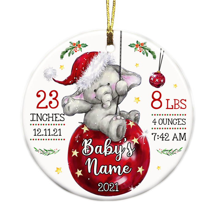 Personalized Baby First Christmas Elephant Circle Ornament NB163 24O36 1