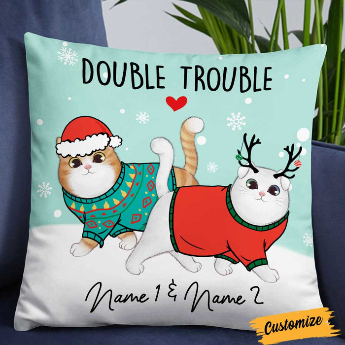 Personalized Cat Double Trouble Pillow NB103 30O58 1