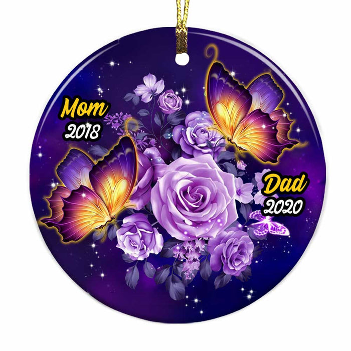Personalized Memo Mom Dad Butterfly Circle Ornament NB104 95O34 1