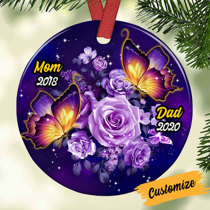 Personalized Memo Mom Dad Butterfly Circle Ornament NB104 95O34 1