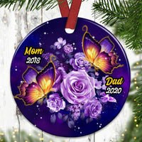 Personalized Memo Mom Dad Butterfly Circle Ornament NB104 95O34 thumb 1