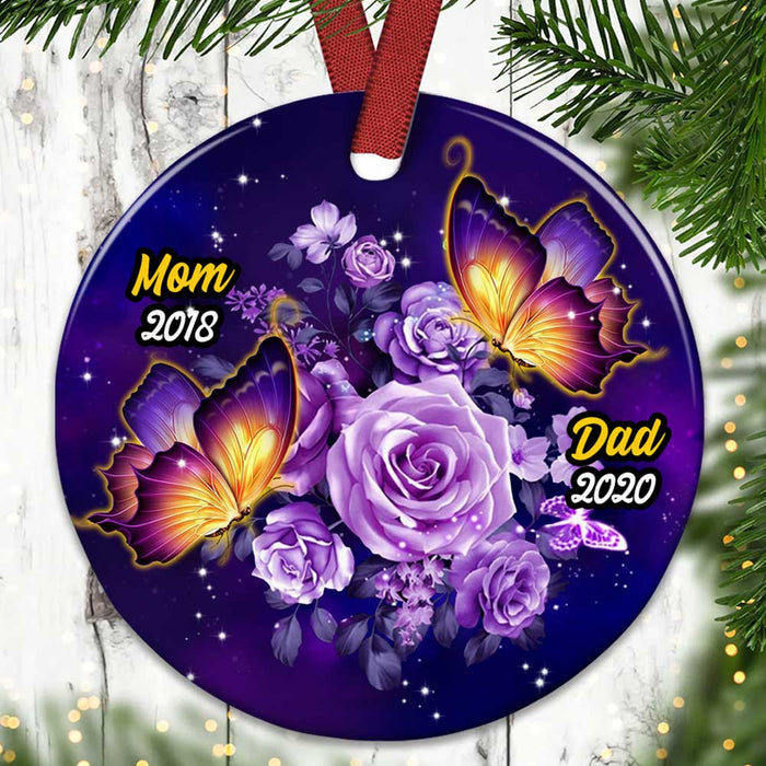 Personalized Memo Mom Dad Butterfly Circle Ornament NB104 95O34 1