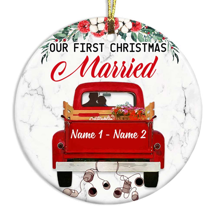 Personalized Couple Christmas Engaged Married Circle Ornament NB111 81O47 1