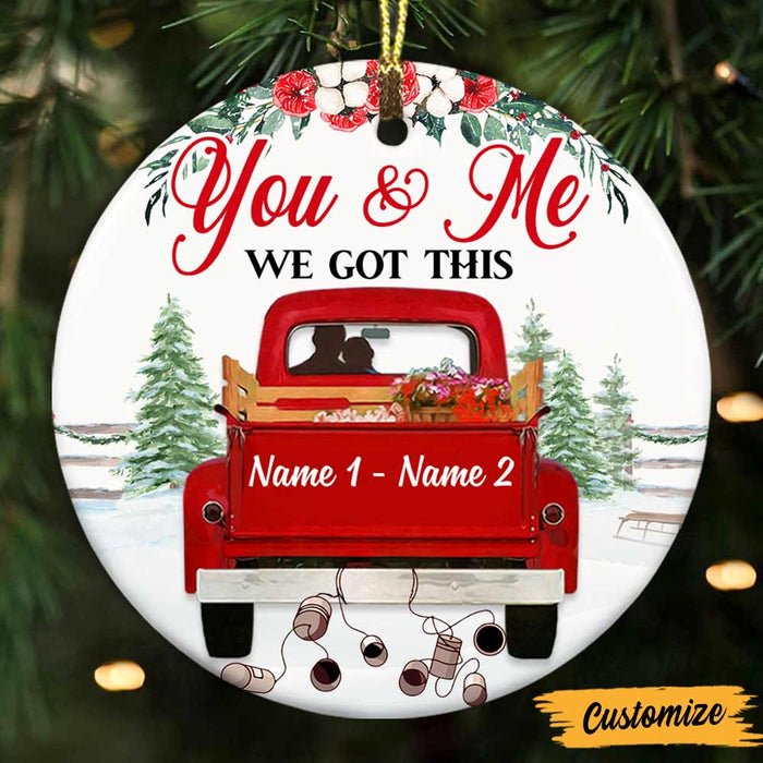 Personalized Couple Christmas Engaged Married Circle Ornament NB111 81O47 1