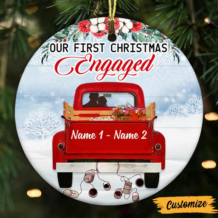 Personalized Couple Christmas Engaged Married Circle Ornament NB111 81O47 1