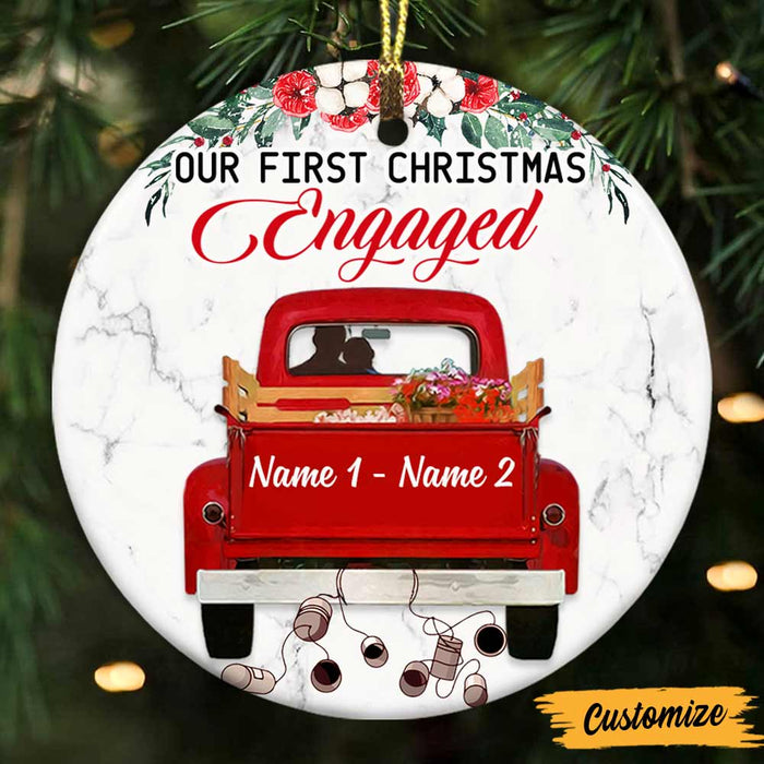 Personalized Couple Christmas Engaged Married Circle Ornament NB111 81O47 1