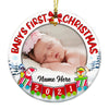 Personalized Baby First Christmas Photo Circle Ornament NB112 81O53 1