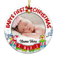 Personalized Baby First Christmas Photo Circle Ornament NB112 81O53 thumb 1