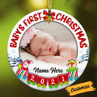 Personalized Baby First Christmas Photo Circle Ornament NB112 81O53 thumb 1