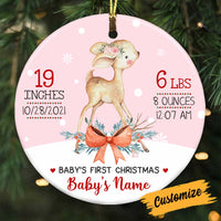 Personalized Deer Baby First Christmas Circle Ornament NB123 30O58 thumb 1
