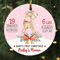 Personalized Deer Baby First Christmas Circle Ornament NB123 30O58 thumb 1