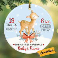 Personalized Deer Baby First Christmas Circle Ornament NB123 30O58 thumb 1