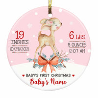 Personalized Deer Baby First Christmas Circle Ornament NB123 30O58 thumb 1