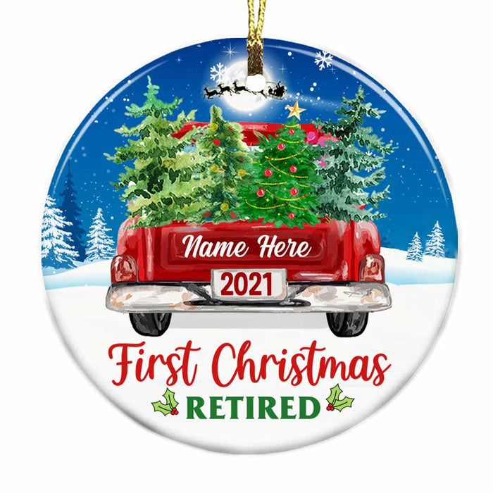 Personalized First Christmas Retired Car Truck Circle Ornament NB113 81O34 1