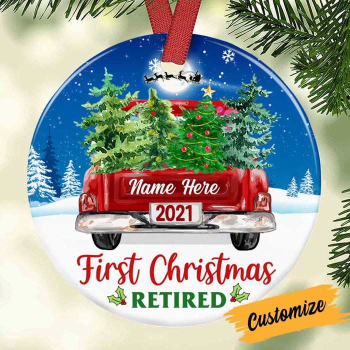 Personalized First Christmas Retired Car Truck Circle Ornament NB113 81O34 1