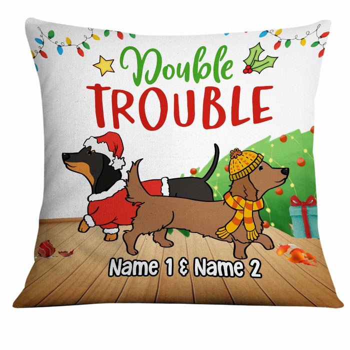 Personalized Dachshund Dog Double Trouble Pillow NB112 95O34 1