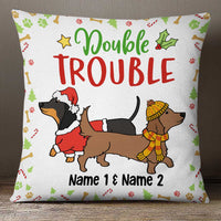Personalized Dachshund Dog Double Trouble Pillow NB112 95O34 thumb 1