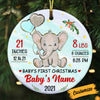Personalized Elephant Baby First Christmas Circle Ornament NB121 87O53 1