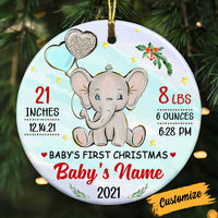 Personalized Elephant Baby First Christmas Circle Ornament NB121 87O53 thumb 1