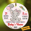 Personalized Elephant Baby First Christmas Circle Ornament NB121 87O53 1
